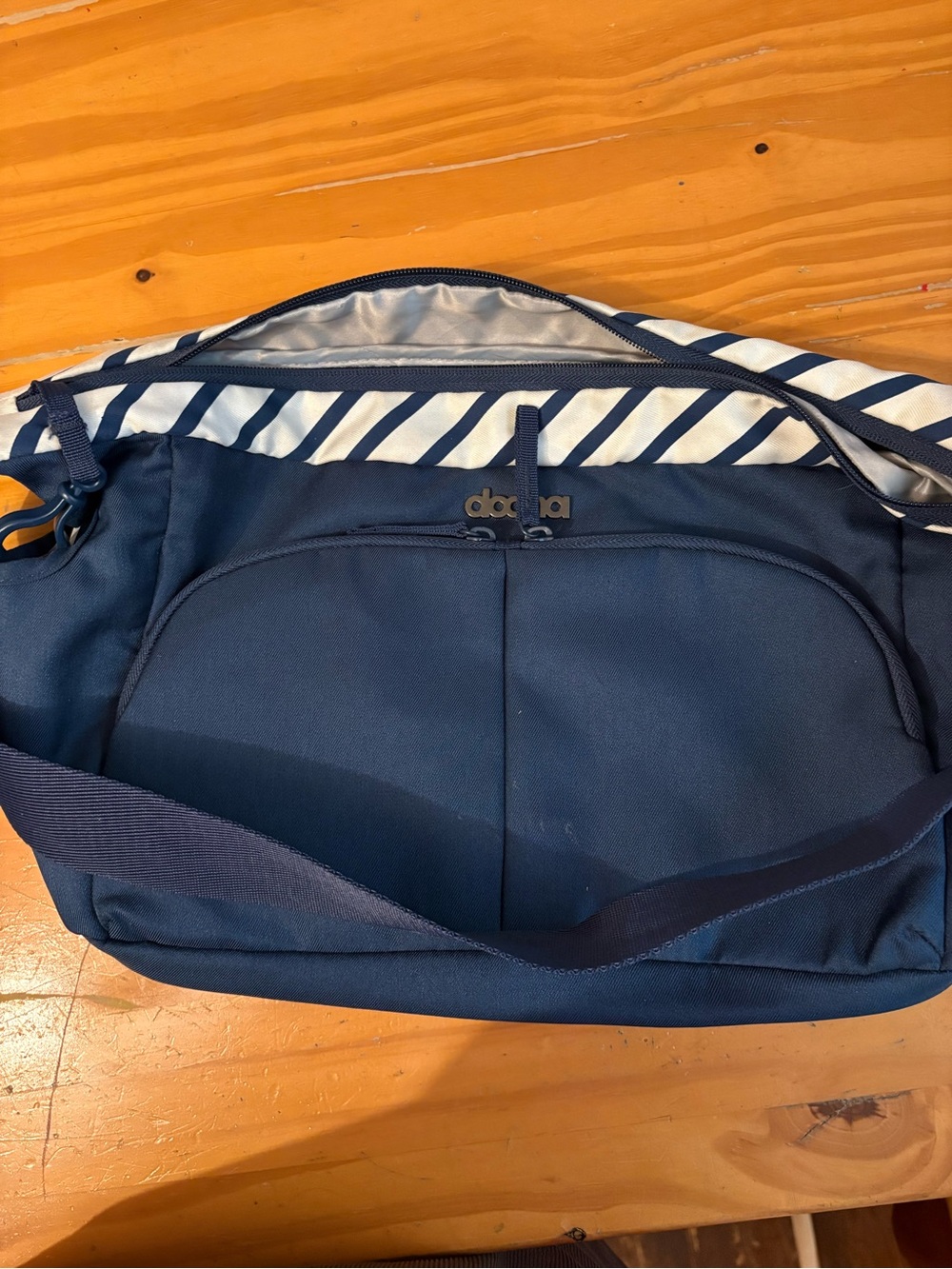 Doona Navy Baby Bag Tote with Striped Lining